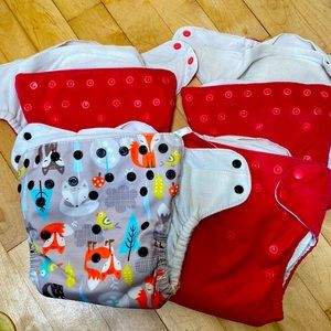 4 blueberry basix cloth diapers with hemp inserts (VGUC)